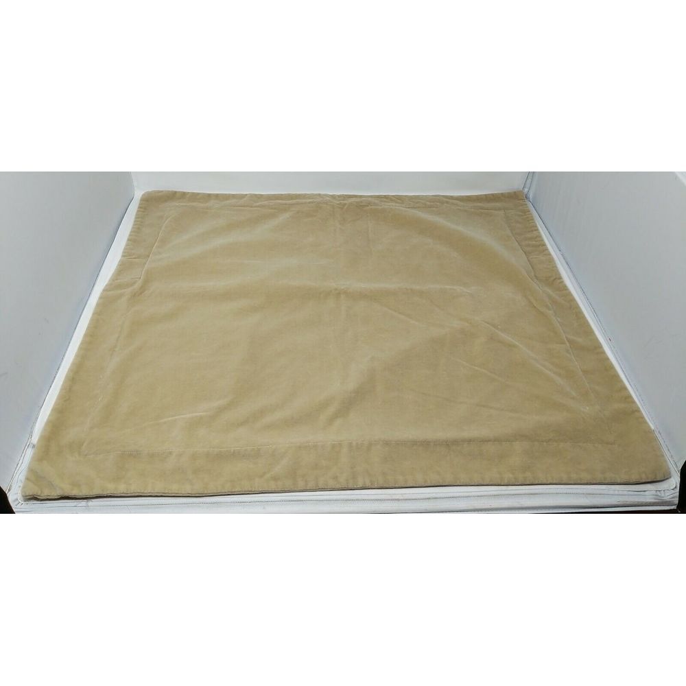 Pottery Barn Tan Velvet Felt Standard Pillow‎ Shams Button Closure 24" x 30" VTG